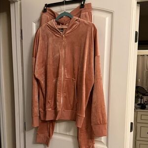 Felina Dusty Rose Velour Zip Hoodie and Jogger Set
